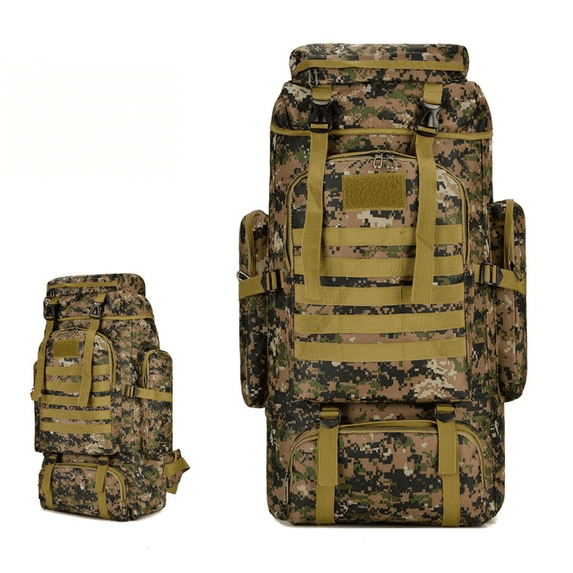 WFYL 80L Hiking Backpack for Men Women, Large-capacity design , Waterproof Lightweight Camping Backpack, Backpacking Backpack for Travel, Climbing, Cycling, Running, Outdoor Sports, CP camo