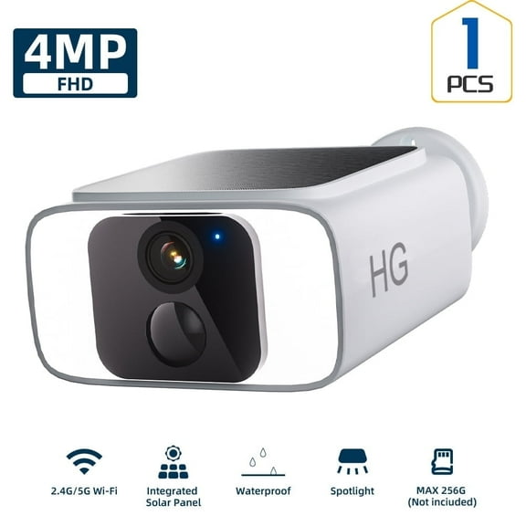 Wireless Dual Band Solar Battery Security Camera System 4MP,Waterproof PIR Detection, Home Surveillance Camera Color Night Vision