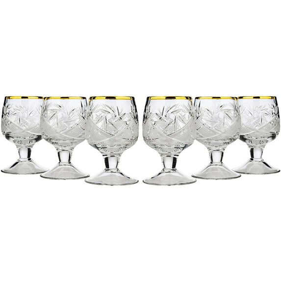 WG5290G-X, 1.7 Oz. Crystal Cut Sherry Glasses with Short Stem, Classic Hand-Made Liqueur Cordial Glasses, Vodka Shot Glasses, Wedding Gift Drinkware, Set of 6