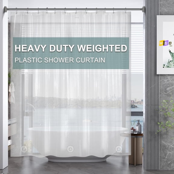 WGD 78 Inch Shower Curtain Liner Clear Plastic, Long Shower Curtain Heavy Duty 8G, Premium PEVA Weighted Shower Curtains for Bathroom with 3 Big Stones and Grommets, 72x78 Inches