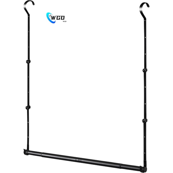 WGD Hanging Closet Rods, Adjustable Height & Width Closets Bar Lower Extender for Hanging Clothes, Heavy Duty Hanging Bars for Clothing Storage and Organizer, Space-Saving & Expandable Double Closet