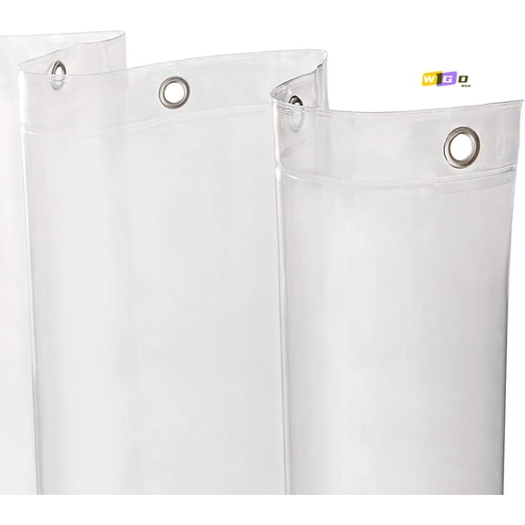 WGD KN61147 Medium Weight 5 Gauge Waterproof PEVA Stall Shower Curtain Liner with Rust-Resistant Metal Grommets and Weighted Magnetic Hem for Bathroom, 42" W x 72" H, Clear