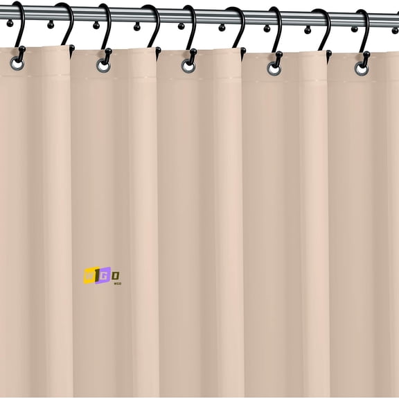 WGD Premium Shower Curtain Liner, 72" W X 72" H - 6G PEVA Shower Curtain with 12 Rust Proof Grommets and Magnet-Weighted Bottom Hem - Moisture Stain Proof Shower Curtain Liner - Beige
