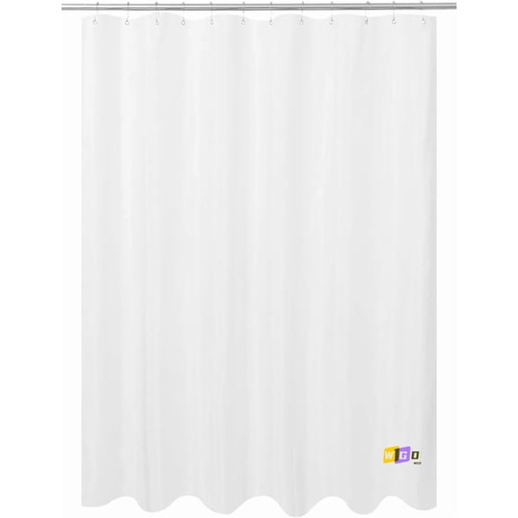 WGD Ultimate Waterproof Fabric Shower Curtain or Liner, Machine Washable, Breathable Fabric TPU Lining Bath Tub Shower Liner, White, 72x72 inch