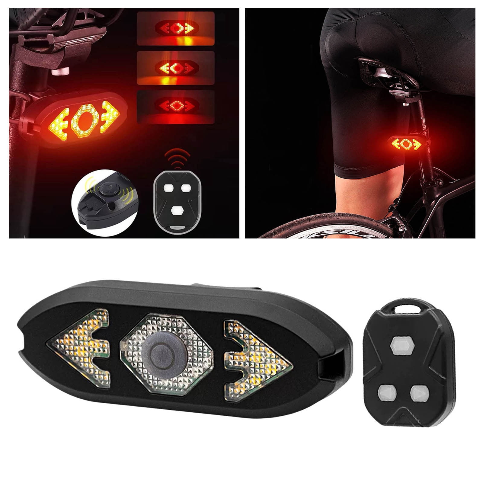 Ewolee USB Rechargeable Bike Tail Light With Turn Signals - Wireless Remote - 5 Modes