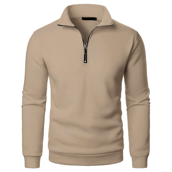 WGIZCVO Mens Quarter Zip Pullover Casual Collared Sweatshirt Business Dressy Solid Long Sleeve Shirts