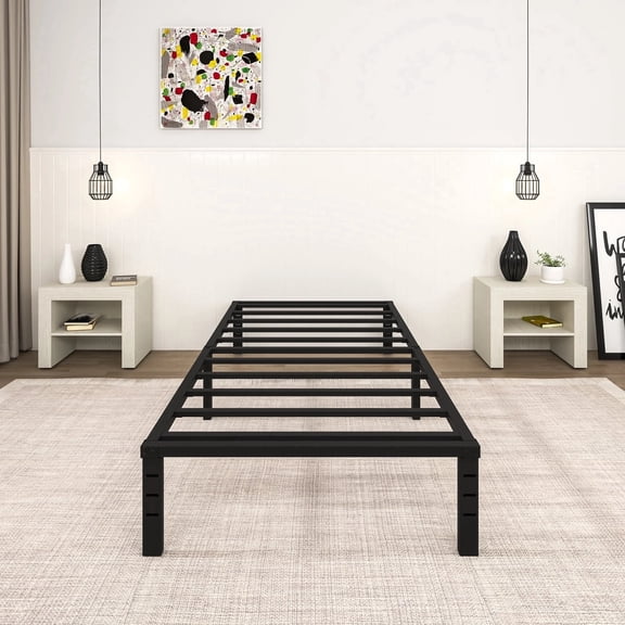 WGL 14 inch Twin Bed Frame, Heavy Duty Metal Platform, No Box Spring Needed, Easy Assembly, Noise Free, Black
