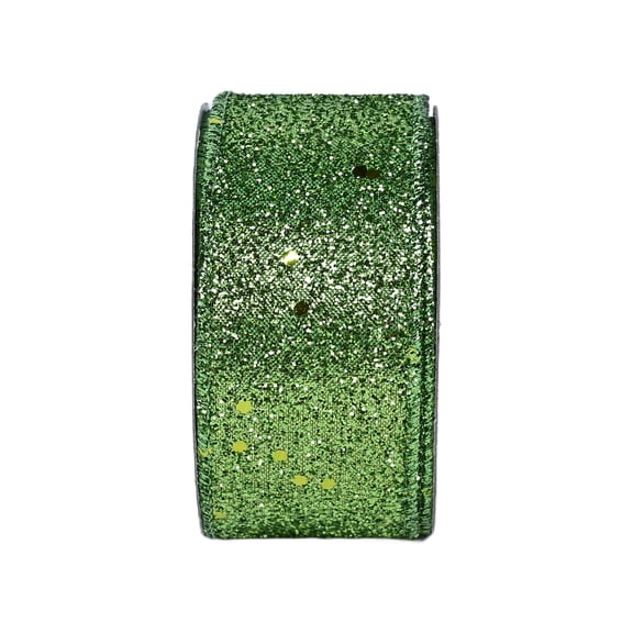 Gwen Studios 1.5" Light Green Glitter Ribbon, 3 yards