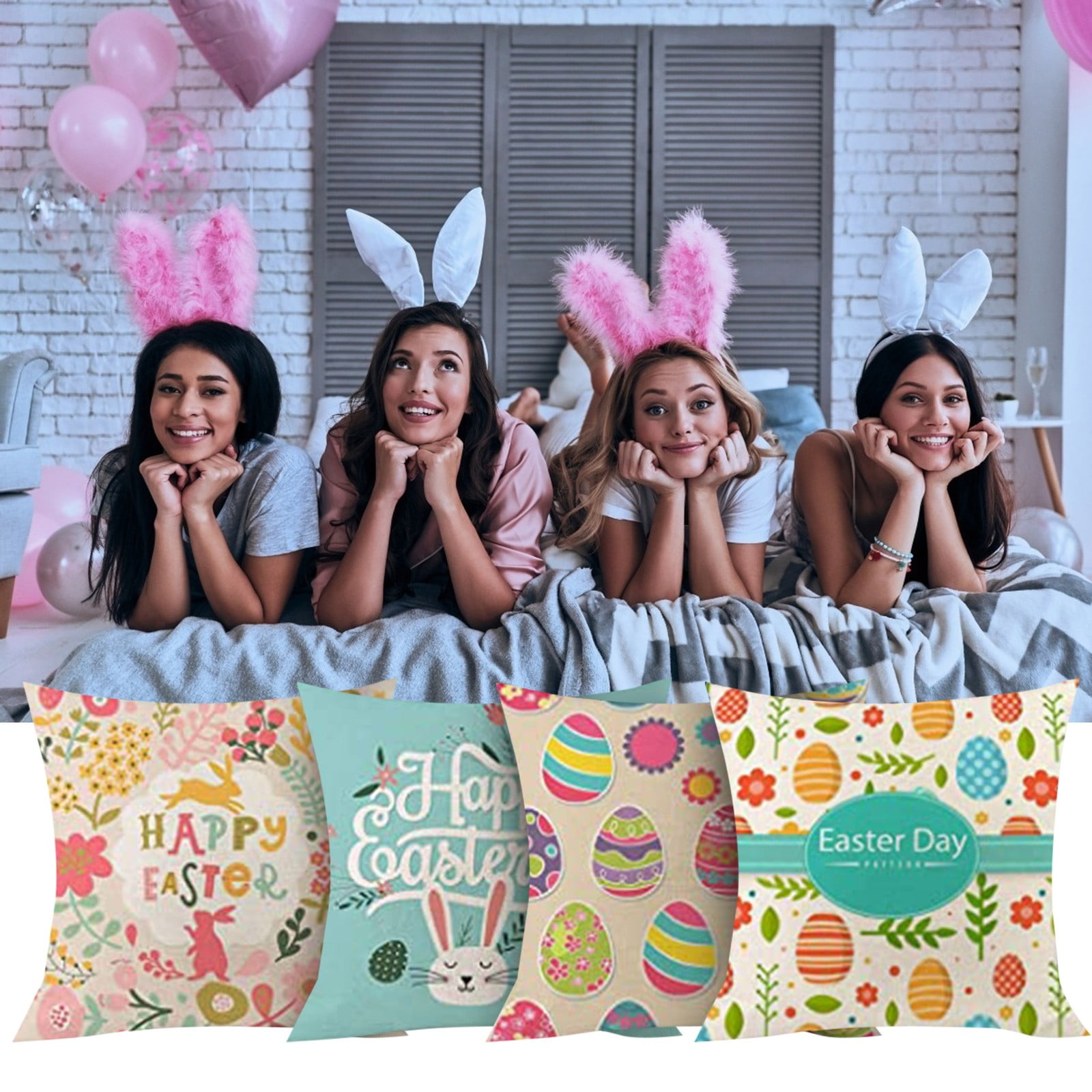 WGMHEA Pillow Case silk pillow cases standard size Decor Sofa Cover Print 4PC Home Easter Cases