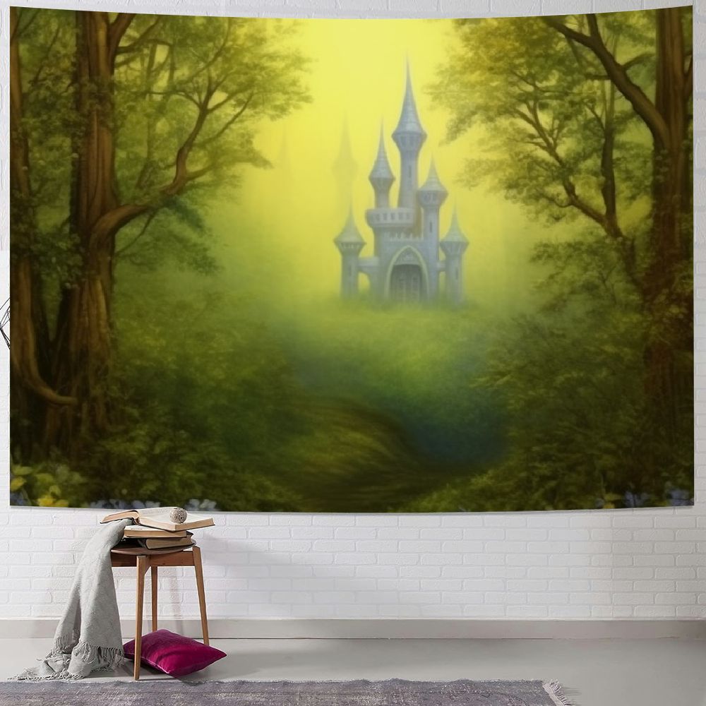 WGOD Castle Blue Flowers Tapestry and Wall Decoration for Hanging