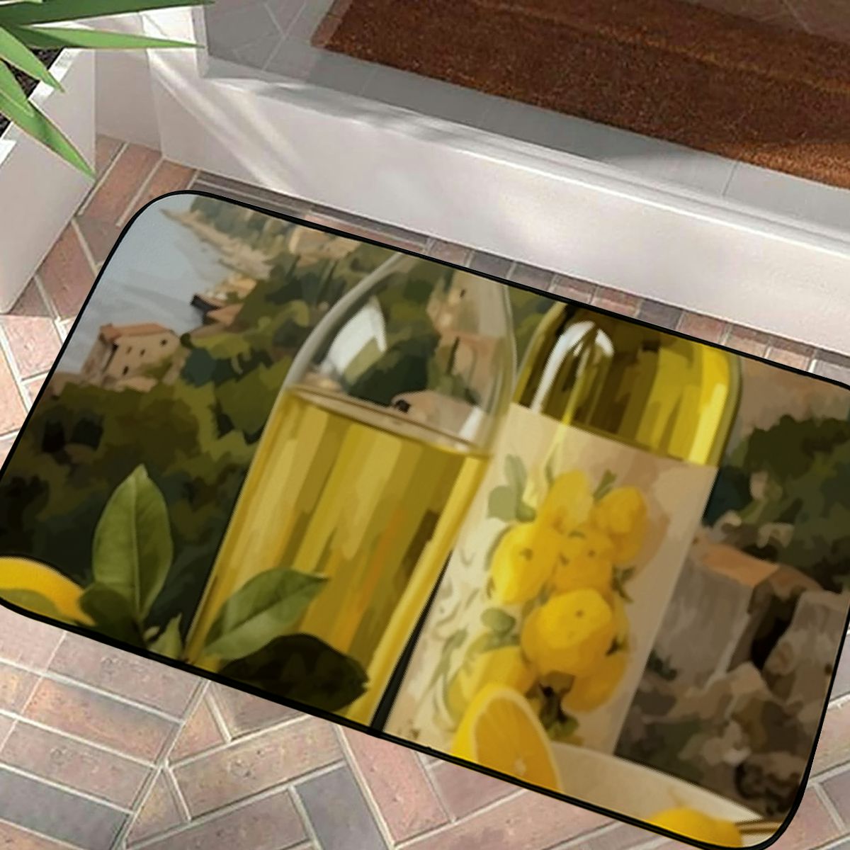 WGOD Lemons Theme Square Floor Mat Indoor Outdoor Felt for Home