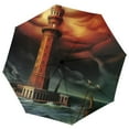 WGOD Lighthouse Boat Sky Automatic Open Close Travel Umbrella PG Fabric
