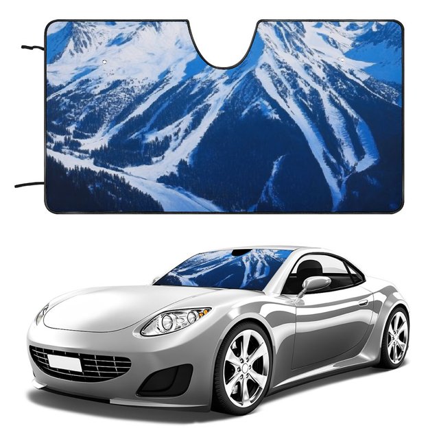 WGOD Mountain Snow Blue Sky Funny Windshield Sun Shade Winter Car