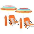 thumbnail image 1 of WGOS Low Beach Camping Chair with Detachable SPF 50+ Umbrella, Orange, 1 of 6