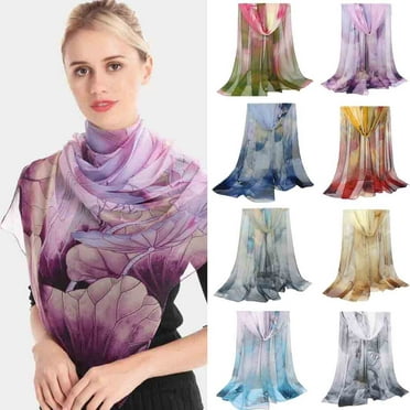Grofry Women Scarf,Embroidered Flower Scarf Cotton Long Wrap Bandana ...