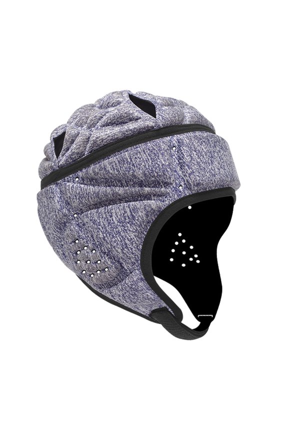 Adult Adjustable Lightweight Breathable EVA Soft Shell Anti Collision Padded Head Protector Flag Football 7v7 Rugby Scrum Cap Soccer Hockey Baseball Goalkeeper Sports Headgear Hat Purple