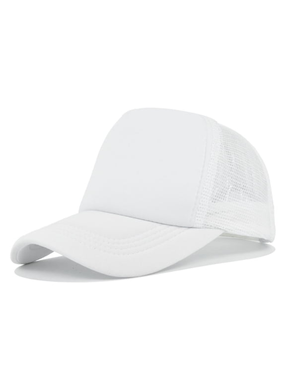 Blank Trucker Hat For Men Women Classic Polyester Foam Mesh Snapback Baseball Cap Breathable Adjustable Fit Outdoor Hats Curved Brim Structured Trucker Cap 5 Panel High Crown Mesh Back Hats