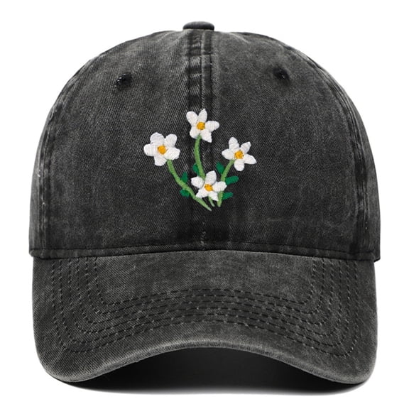 WGRFFH Embroidered Baseball Cap For Women Girls,Elegant Floral Baseball Cap Adjustable Soft Breathable Hats For Casual Wear,Golf Dad Hat,Breathable Polo Hat,Gifts For Flower Lover,Garden Sports Cap