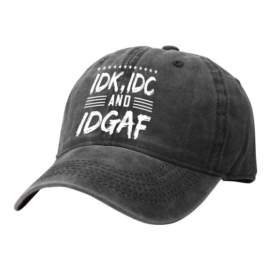 WGRFFH IDK IDC Hat Vintage Washed Distressed Dad Hat Adjustable Baseball Cap for Men Women Retro Casual Outdoor Daily Fall Autumn Streetwear Unisex Cotton Twill Curved Brim Sun Hat Black One Size