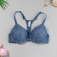 thumbnail image 1 of WGRFFH Lace Push Up Bra for Women Underwire Full Coverage Supportive Bra,Padded Cups With Wide Adjustable Straps,Side Support Back Smoothing And Comfortable Lift For Everyday Wear Blue L, 1 of 3
