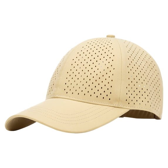 WGRFFH Men Quick Dry Baseball Cap,Laser Cut Mesh Ball Curved Brim Snapback Hat,Summer Adjustable Performance Hat,Breathable Perforated Baseball Cap,6 Panel Baseball Cap,Sun Protection Yellow A