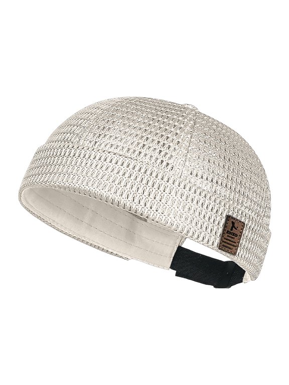 Men's Breathable Brimless Docker Hat,Unisex Adjustable Lightweight Large Mesh Ultra Cooling Flip Sailor Skullcap Ice Hip Hop Beanie Cap Casual Summer Outdoor Fashion Headwear Beige