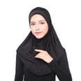 thumbnail image 1 of WGRFFH Muslim Women Hijab Headscarf Cap Full Cover Hat Ice Silk Hijab Headscarf Plain Ready To Wear Hijab Soft One Piece Instant Hijab Headscarffor Prayer Long Hijabs Islamic Jersey Abaya Black, 1 of 7
