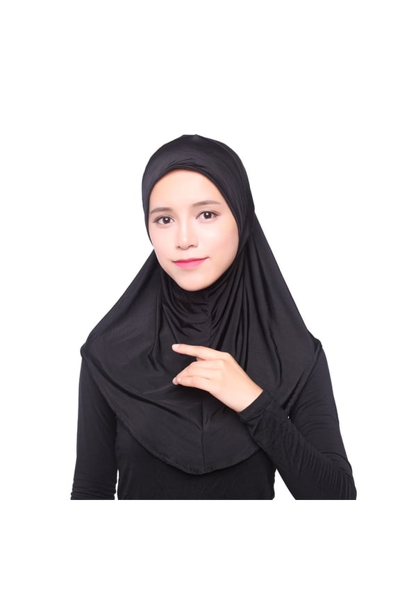 Muslim Women Hijab Headscarf Cap Full Cover Hat Ice Silk Hijab Headscarf Plain Ready To Wear Hijab Soft One Piece Instant Hijab Headscarffor Prayer Long Hijabs Islamic Jersey Abaya Black