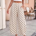 thumbnail image 1 of WGRFFH Polka Dot Pants for Women,Wide Leg Palazzo Pants,Casual Barrel Baggy Pants,Elastic High Waist Comfy Trousers with Pockets,Summer Boho Beach Pants,Lightweight Loose Ankle Pants Beige, 1 of 7