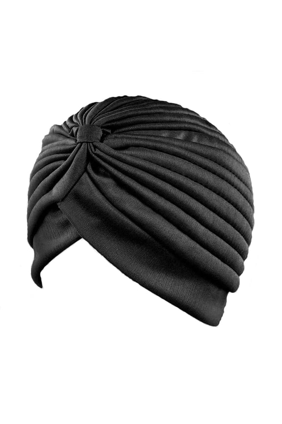 Stretch Turban Hats for Women - African Knot Headwraps Soft Pre Tied Bonnet Hair Wrap Pretied for Black Women 1 Turbans Pleated Headwraps Assorted Colors Head Hair Solid Head Coverings for Gir