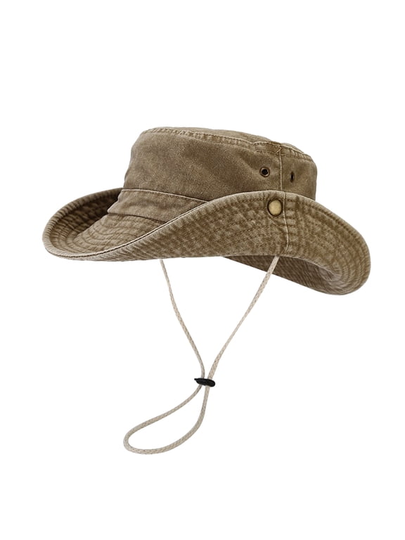 Sun Hat for Men,Cotton Summer Outdoor Sun Protection Wide Brim Bucket Hat Foldable Safari Boonie Hat Bucket Hat for Fishing Hiking Garden Lawn Work Safari Camping Outdoor Breathable Wide Brim