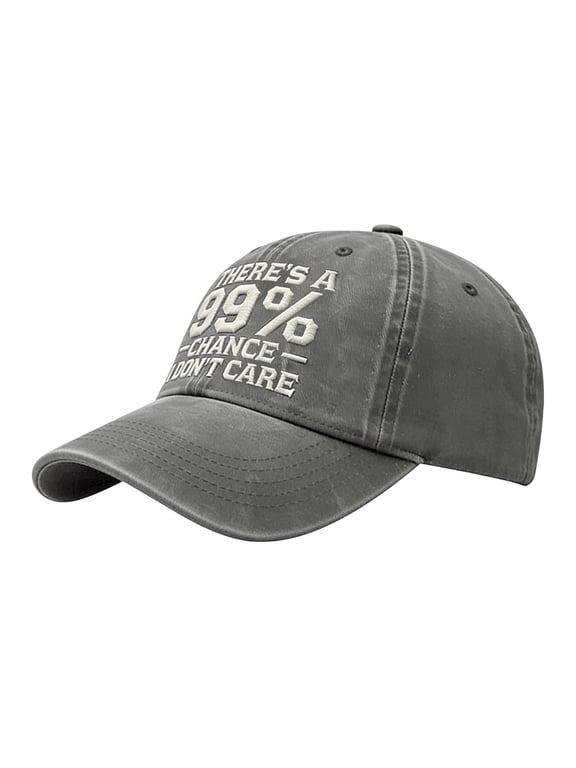There’s A 99% Chance I Don’t Care Embroidered Dad Trucker Hat,Adjustable Vintage Distressed Baseball Cap,Funny Unisex Casual Outdoor Daily Wear Headwear Grey