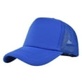 thumbnail image 1 of WGRFFH Trucker Hat Baseball Cap Snapback Fitted Hats for Men Women Snap Closure Design Breathable Mesh Side Durable Sponge Color Matching Simple Casual Peaked Cap Travel Holiday Sports Cap Blue, 1 of 4