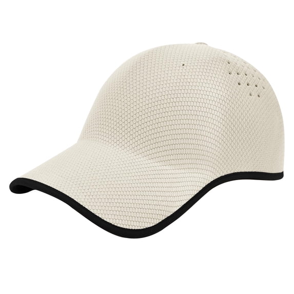 WGRFFH Uncrushable Baseball Cap,Seamless Lightweight Sports Cap,Race Day Men's Running Hat,Quick Dry Mesh Cap Sweatband,Performance Breathable Holes Profile Low Profile Dad Hat For Running Beige