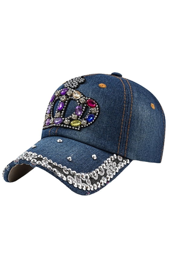 Unisex Vintage Washed Unstructured Baseball Cap Cotton Adjustable Dad Hat Womens Baseball Caps Panel Studded Denim Casual Baseball Hat Grey One Size