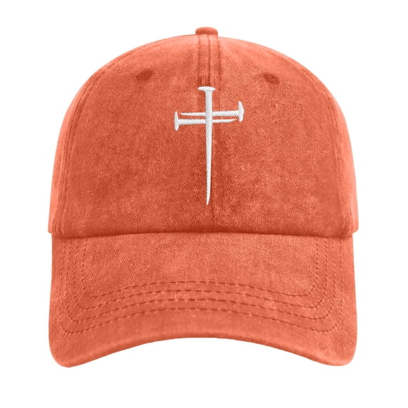 WGRFFH Vintage Baseball Cap,Nail Cross Embroidered Curved Brim Dad Hat, Adjustable Unstructured Cotton Casual Cap for Daily Outing,Weekend Travel,Outdoor Walking for Men Women Orange M