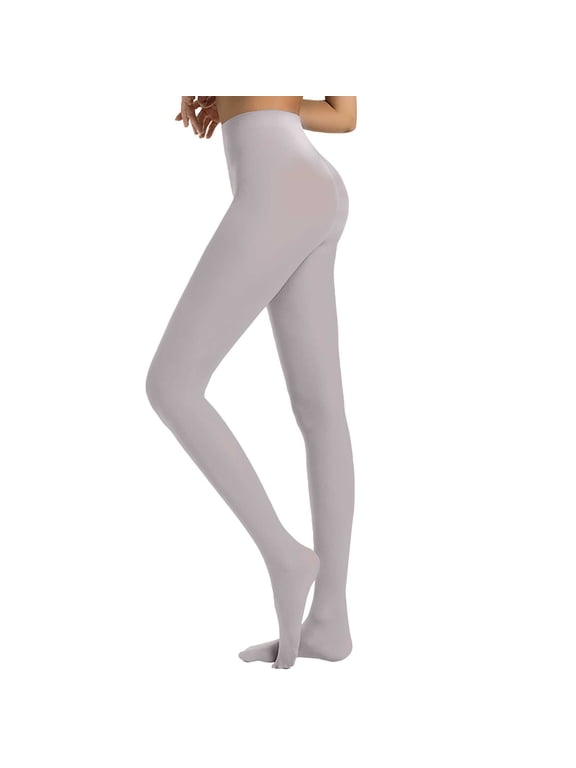 Women 50 Denier Microfiber Silky Soft Semi Opaque Solid Color High Waist Stretch Elastic Control Footed Pantyhose Tights Stockings Elasticity Pantyhose Daily Casual All Match Hosiery White