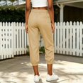 thumbnail image 1 of WGRFFH Women Drawstring Elastic Waist Capri Jogger Pants, Side Pockets Cuffed Ankle Lightweight Tapered Cropped Trousers, Wrinkle Resistant Breathable Casual Pants for Travel Summer Outdoor Khaki, 1 of 8