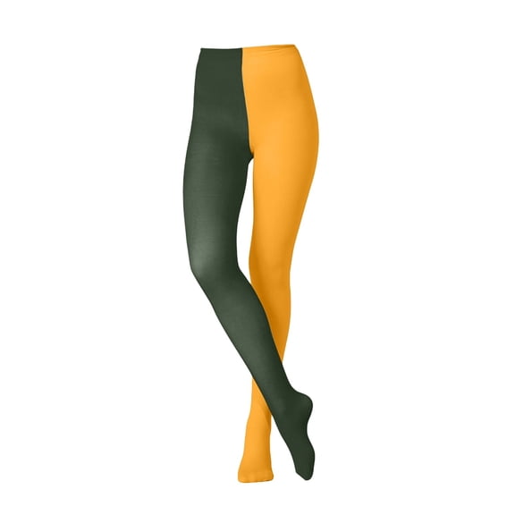WGRFFH Women Two Toned Tights Halloween Jester Clown Stockings,Cosplay Costume Contrast Opaque Pantyhose Leggings,Full Length Costume Leggings,Stretch Dance Pants for Party Blackish Green One Size