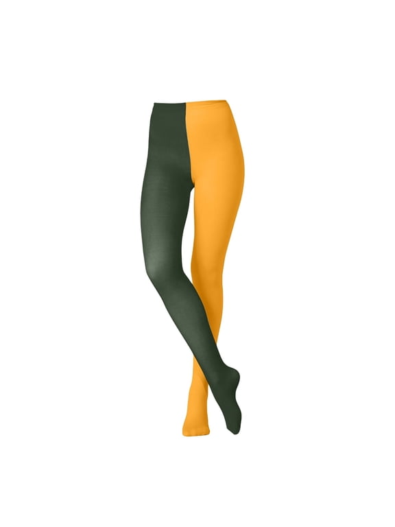Women Two Toned Tights Halloween Jester Clown Stockings,Cosplay Costume Contrast Opaque Pantyhose Leggings,Full Length Costume Leggings,Stretch Dance Pants for Party Blackish Green One Size