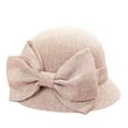 thumbnail image 1 of WGRFFH Women Vintage Floral Straw Cloche Bowler Bucket Sun Hat Foldable Packable Wide Brim With Bow Elegant 1920s Summer Beach Vacation Travel Church Outdoor Fashion Headwear Pink, 1 of 3