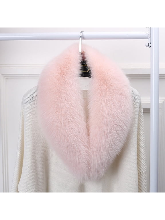 Women's Faux Fur Collar for Winter Coat,Soft Winter Neck Scarf Wrap,Lining Warm Elegant Coats Shawl Imitation Scarves,Fuzzy Winter Warm Fur Collar Scarf for Hood Replacement Pink