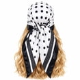 thumbnail image 1 of WGRFFH Women's Polka Dot Print Satin Square Head Scarf,Lightweight Silky Hair Wrap Bandana Kerchief,Multipurpose Neck Scarf Headband Accessory for Daily Hairstyle Decoration Black, 1 of 6