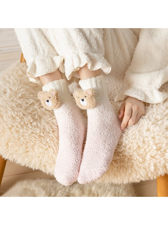 Womens Fuzzy Socks Cute Cozy Soft Fluffy Socks Christmas Gift,Funny Patterned, Funny Comfy Winter Warm Sleeping Sock Home Indoor Thick Plush Socks Christmas Gift for Mom Pink