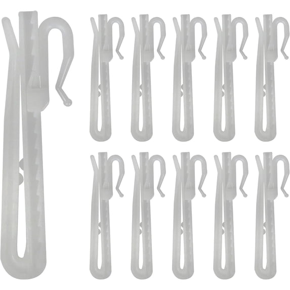 WGRLIT 50 PCS Plastic Curtain Hooks, Adjustable Pinch Pleat Hooks, Ratchet System Pinch Pleat Curtain Hooks Pinch Pleated Curtain Drapery Pin Hook (85mm Plastic Adjust Hook)