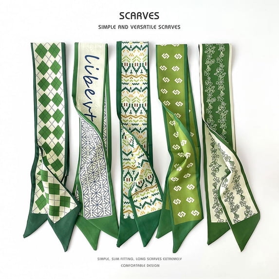 WGRLIT Elegant Silk Twill Scarf with Ribbon Design - Transform into Bags, Neckties, Headbands