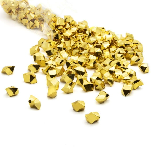 WGV 1 Pound of Decorative Fillers Acrylic Crystal Ice Rocks - Gold- 9" Wide x 1" Tall- 1 Bag