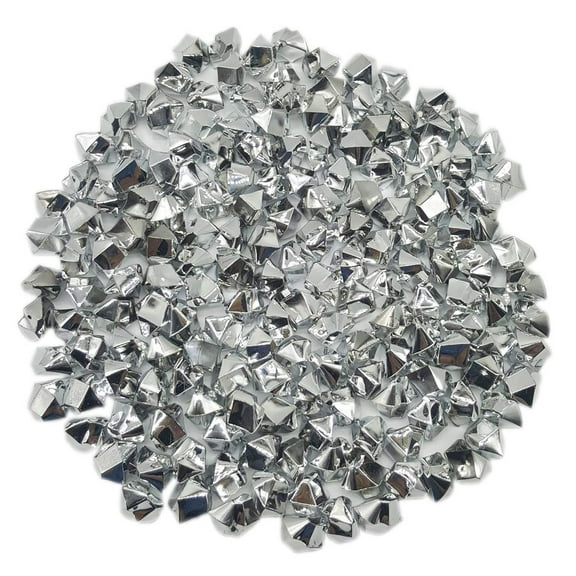 WGV 1 Pound of Decorative Fillers Acrylic Crystal Ice Rocks - Silver- 9" Wide x 1" Tall- 1 Bag