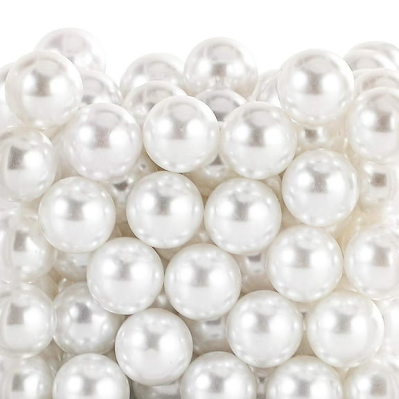 WGV 1 Pound of Decorative Fillers Large White Undrilled Plastic Faux Pearls - 0.7" (18 mm) - 1 Bag