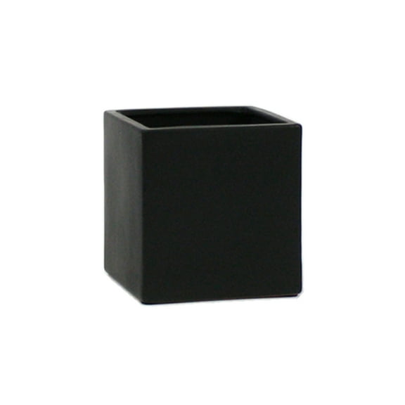 WGV Black Ceramic Square Cube - 4" Wide x 4" Height, Good quality, Heavy Weighted Base - 1 Pc